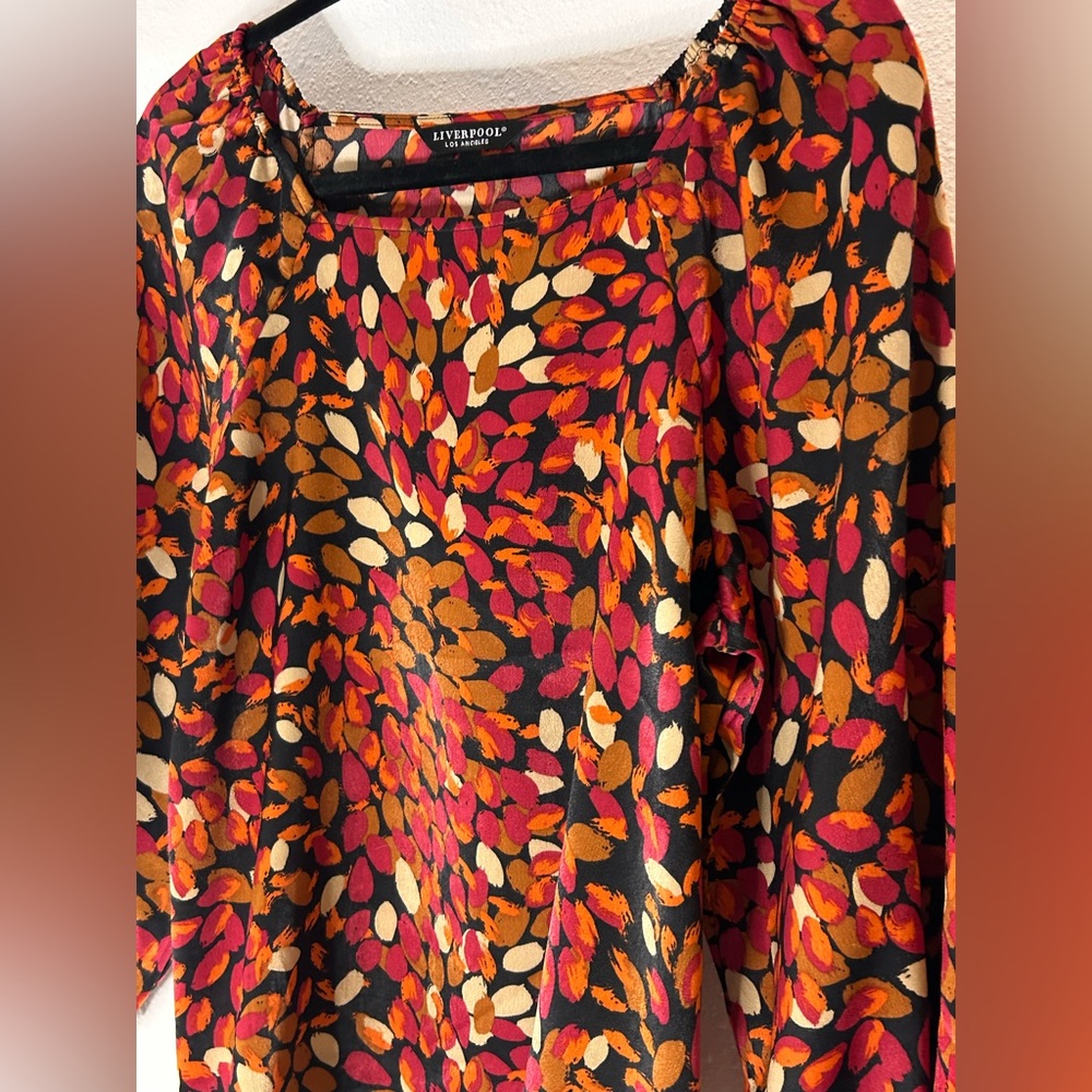 Liverpool Multicolor Leaf Pattern Blouse Size Sma… - image 2